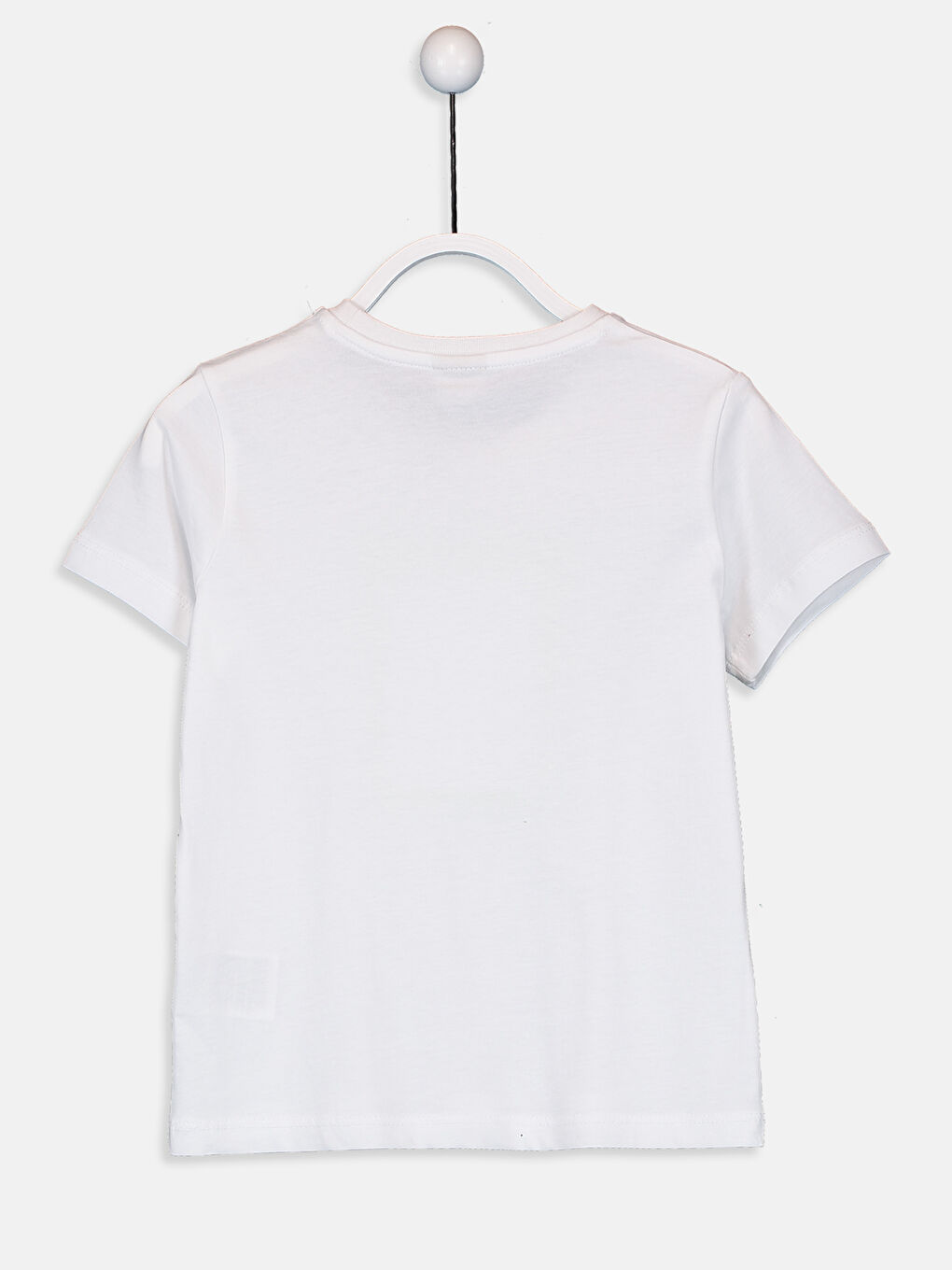 Beyaz Bisiklet Yaka Kısa Kollu Erkek Çocuk Tişört-1