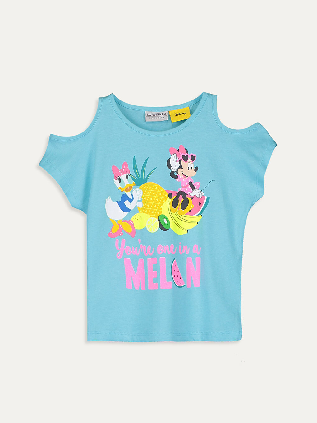 Turkuaz Bisiklet Yaka Kısa Kollu Kız Çocuk Tişört