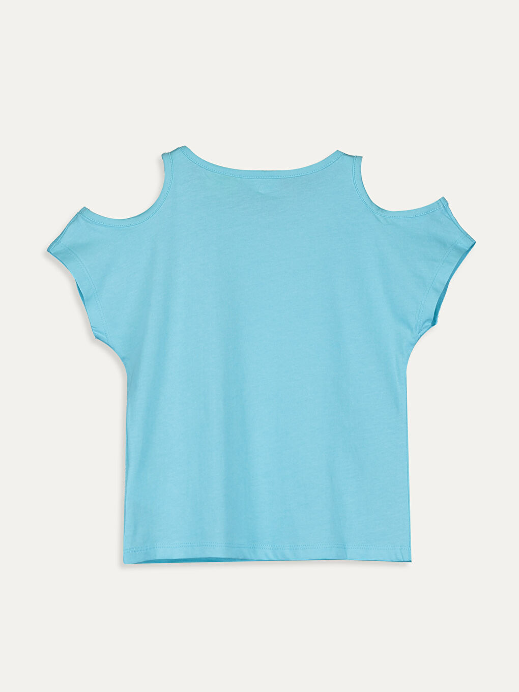Turkuaz Bisiklet Yaka Kısa Kollu Kız Çocuk Tişört-1