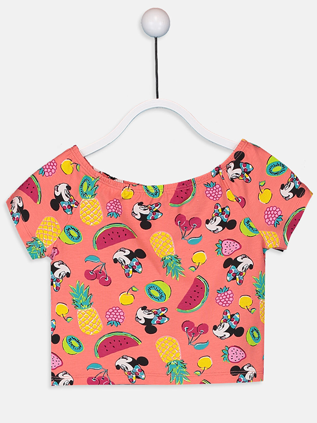 Mercan Kayık Yaka Kısa Kollu Kız Çocuk Tişört-1