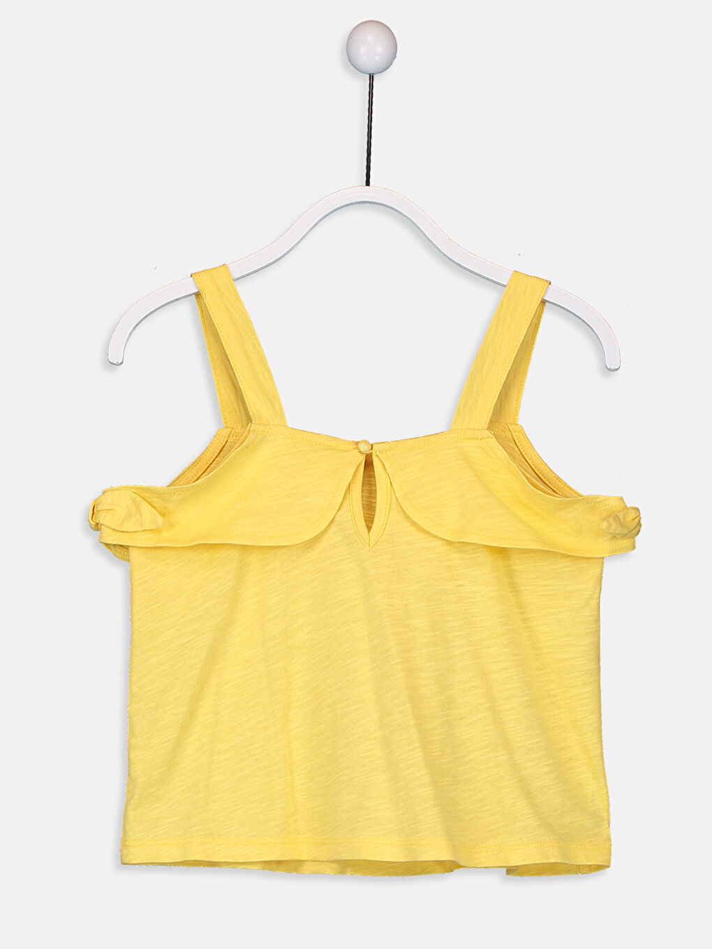 Sarı Fiyonk Detaylı Omuzları Açık Kız Çocuk Atlet-2