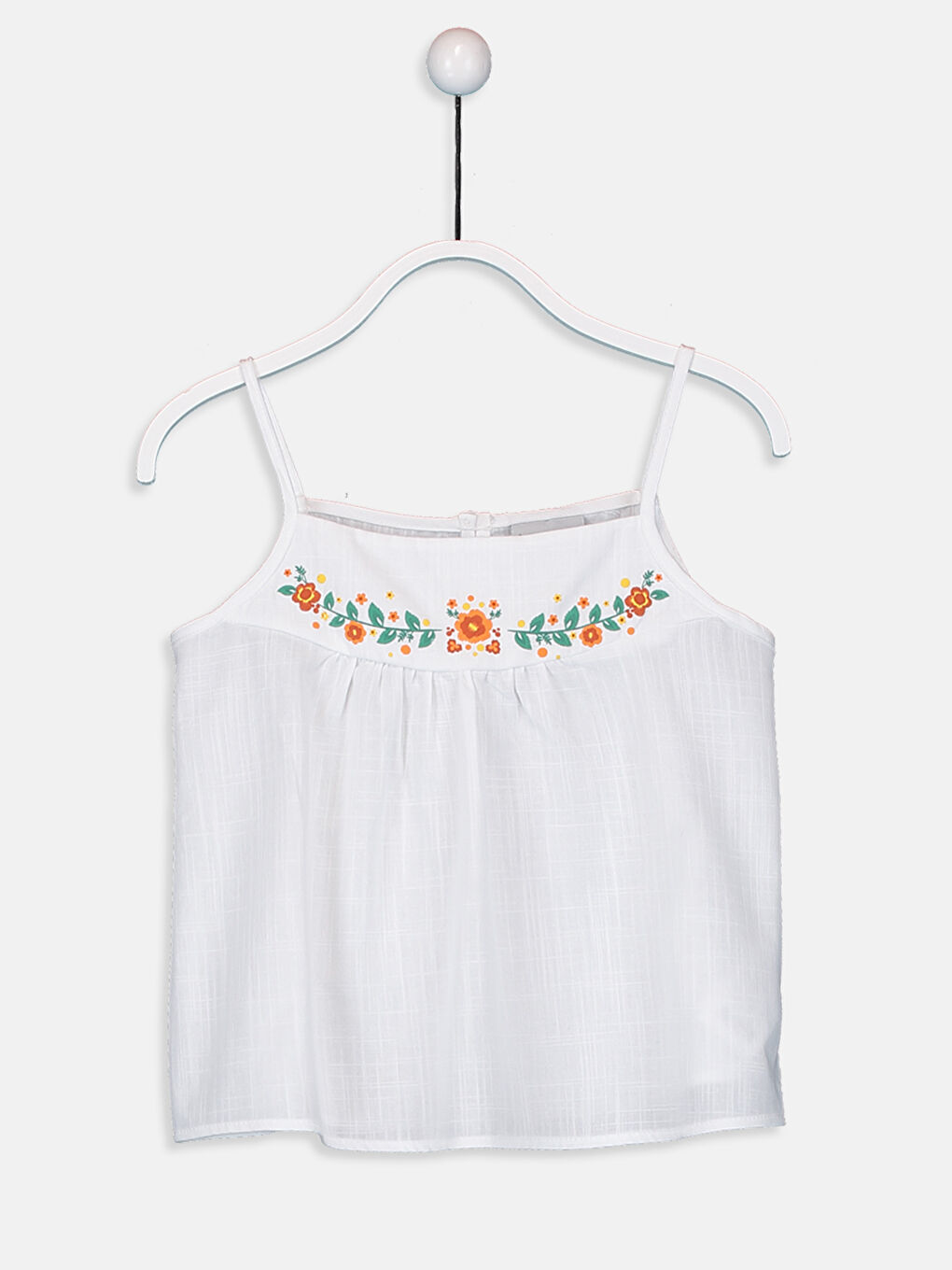 Square Neck Patterned Strappy Girl Blouse