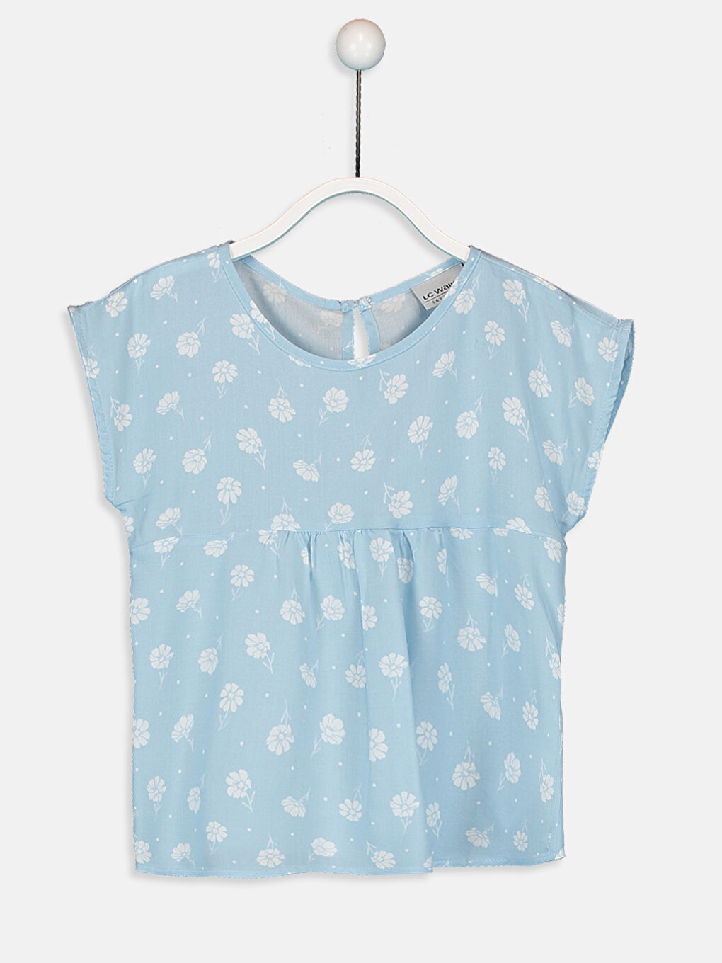 بلوزة للبنات بأكمام قصيرة ورقبة دائرية