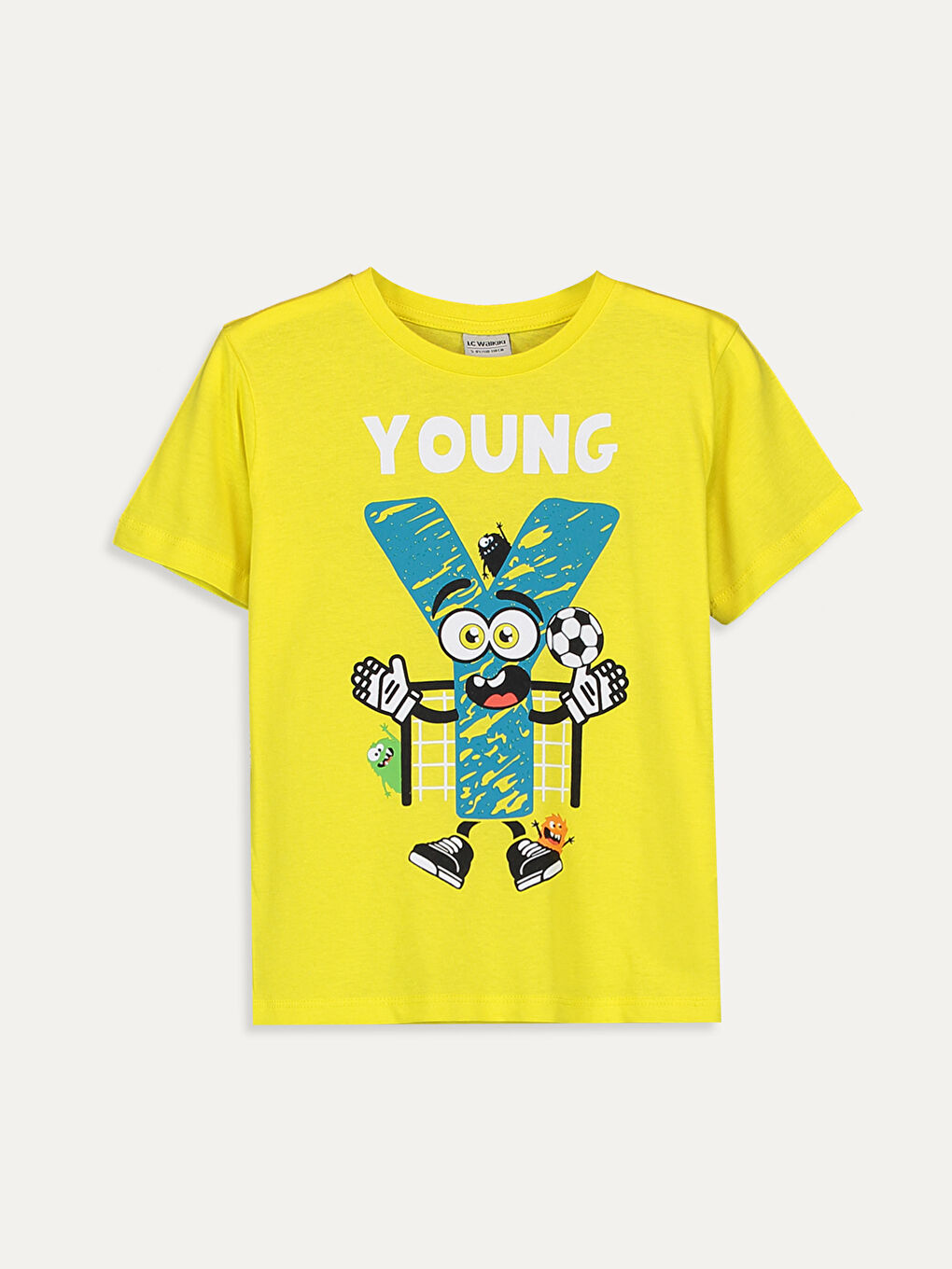Sarı Bisiklet Yaka Kısa Kollu Erkek Çocuk Tişört