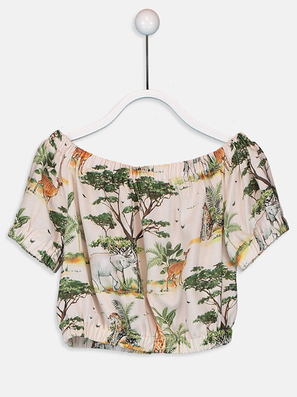 Bej Kayık Yaka Kız Çocuk Bluz