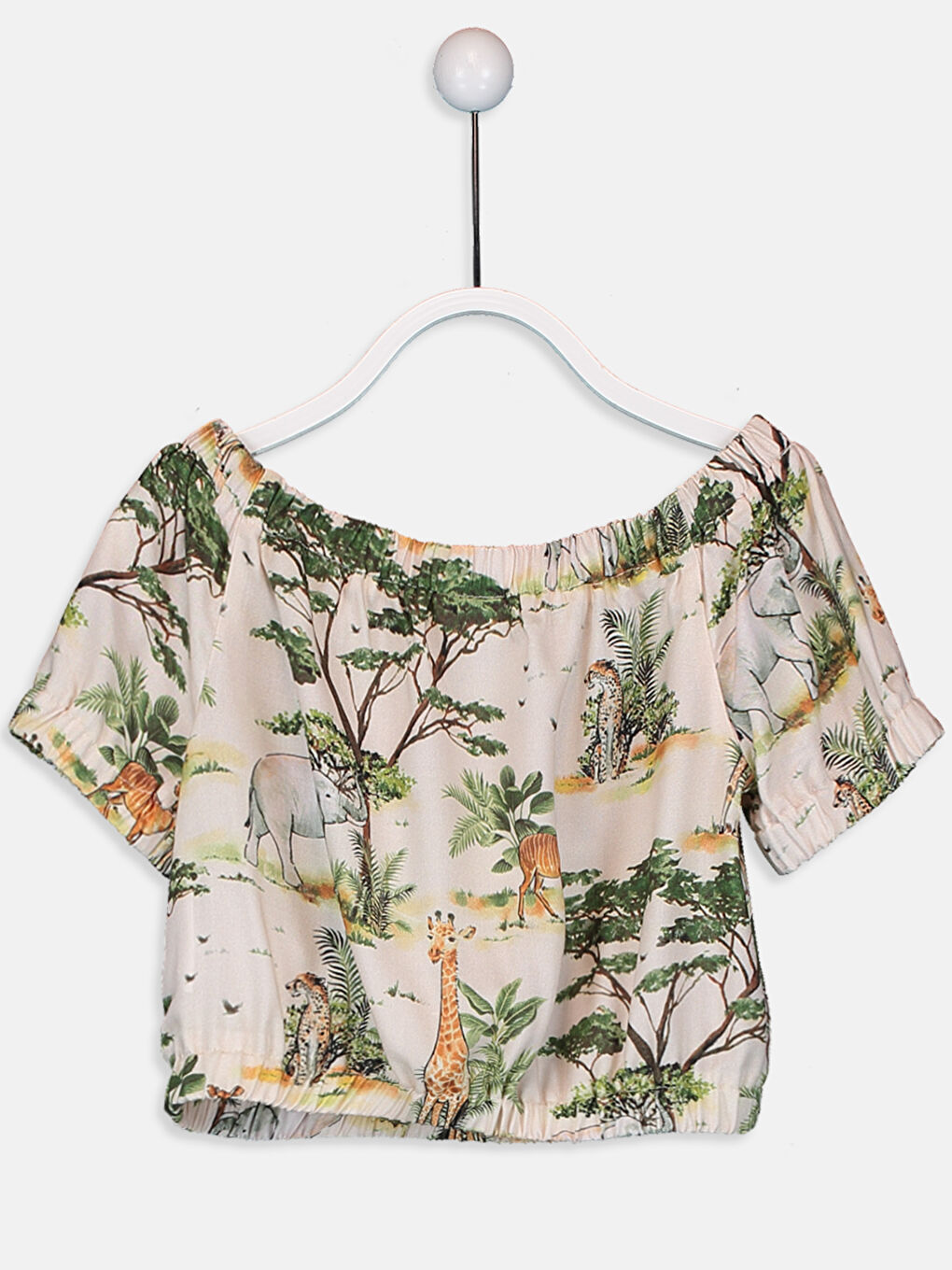 Bej Kayık Yaka Kız Çocuk Bluz-1