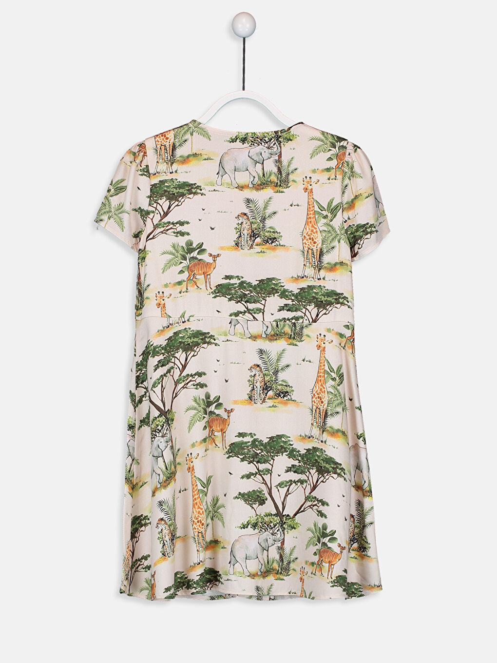 Bej Bisiklet Yaka Kız Çocuk Elbise-1