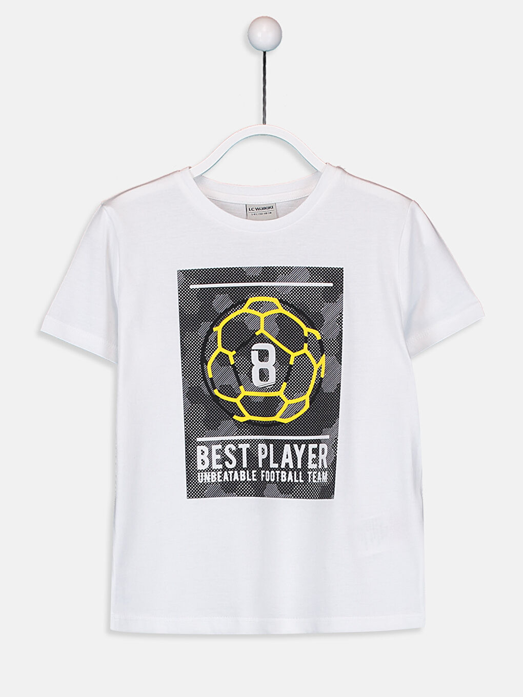 Beyaz Bisiklet Yaka Kısa Kollu Erkek Çocuk Tişört