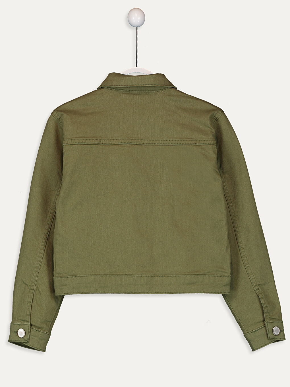 Haki Gömlek Yaka Cep Detaylı Kız Çocuk Ceket-1