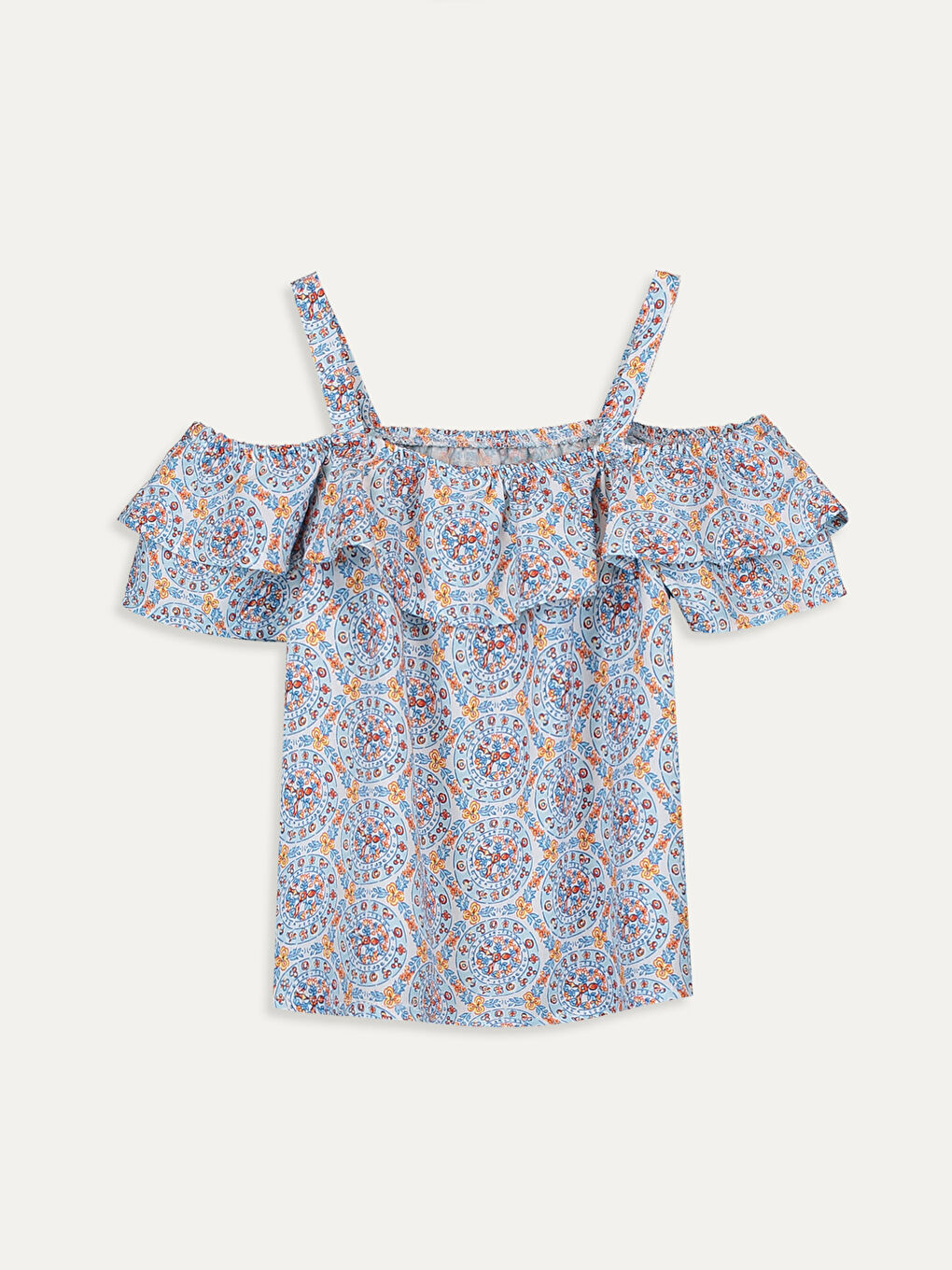 Beyaz Kayık Yaka Kısa Kollu Kız Çocuk Bluz