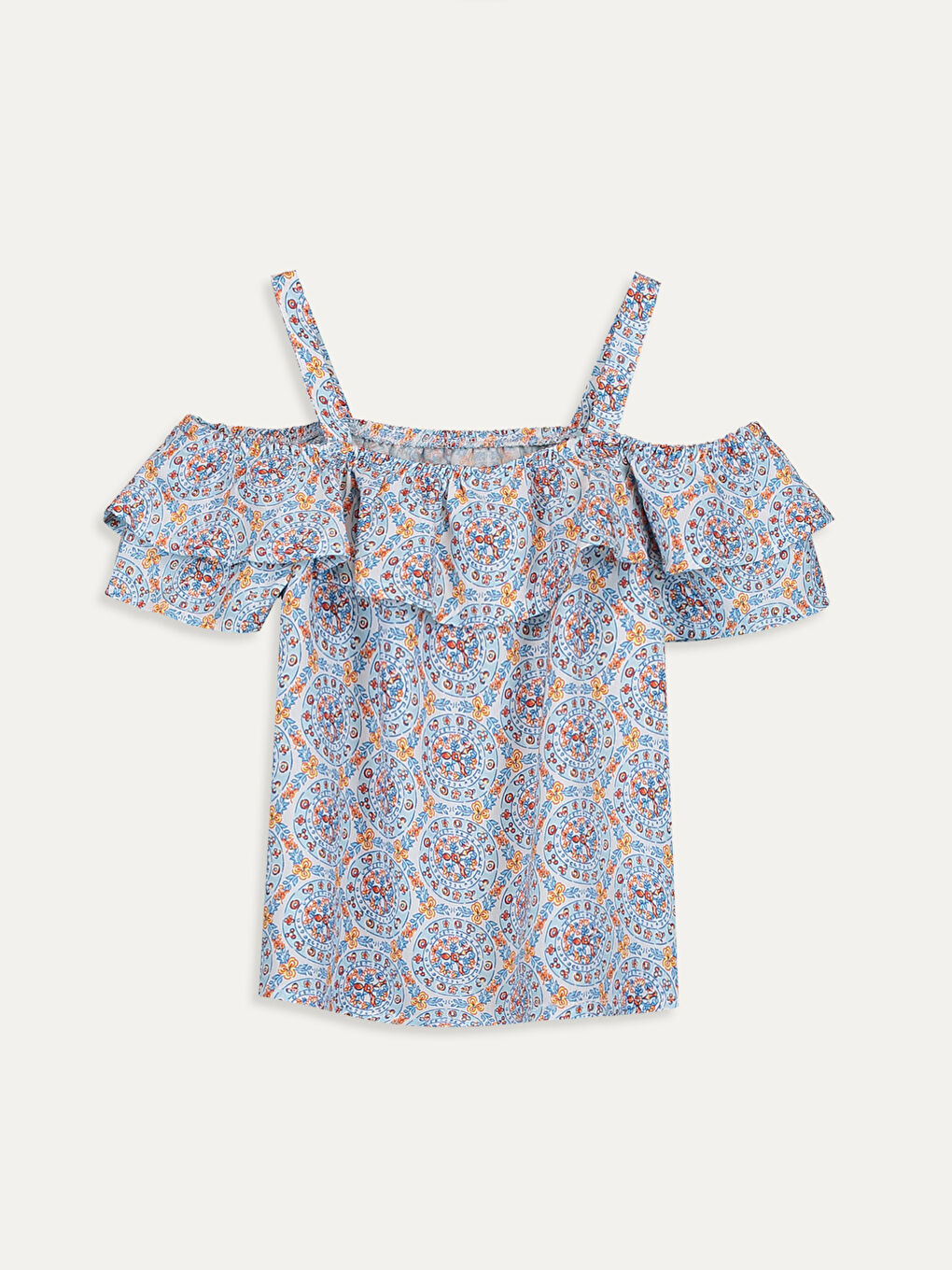 Beyaz Kayık Yaka Kısa Kollu Kız Çocuk Bluz-1