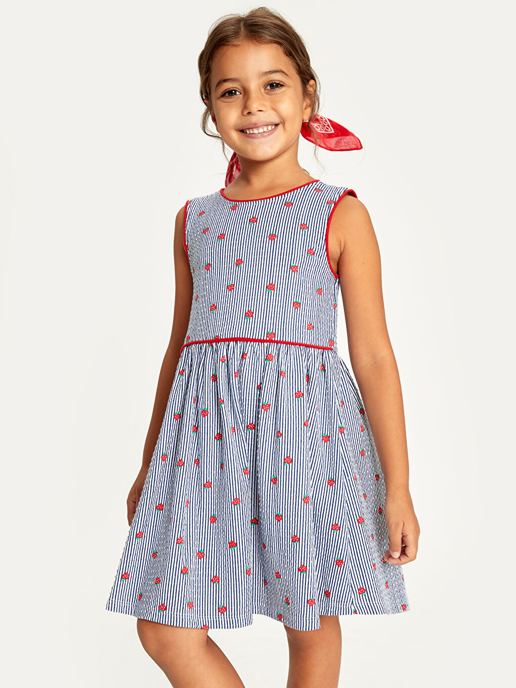 Mavi Bisiklet Yaka Kız Çocuk Elbise