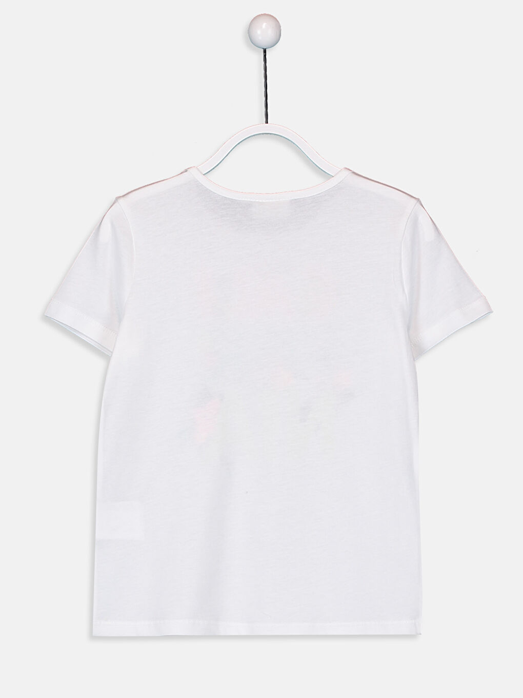 Beyaz Bisiklet Yaka Kısa Kollu Kız Çocuk Tişört-1