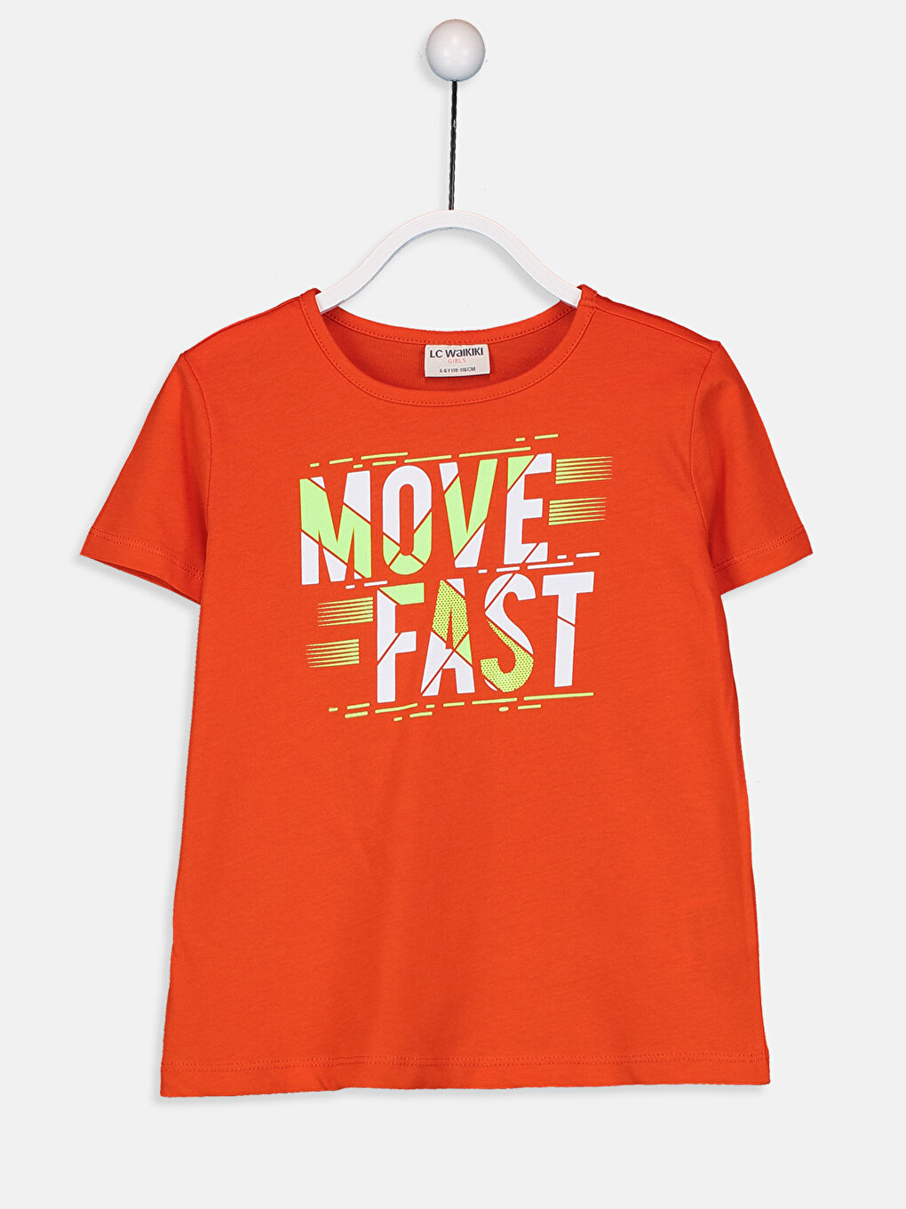 Turuncu Bisiklet Yaka Kısa Kollu Kız Çocuk Tişört