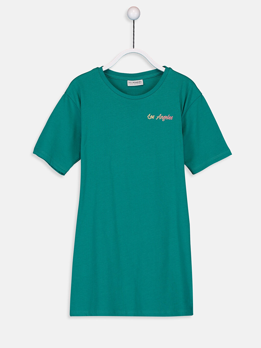 Turkuaz Bisiklet Yaka Kız Çocuk Elbise-1