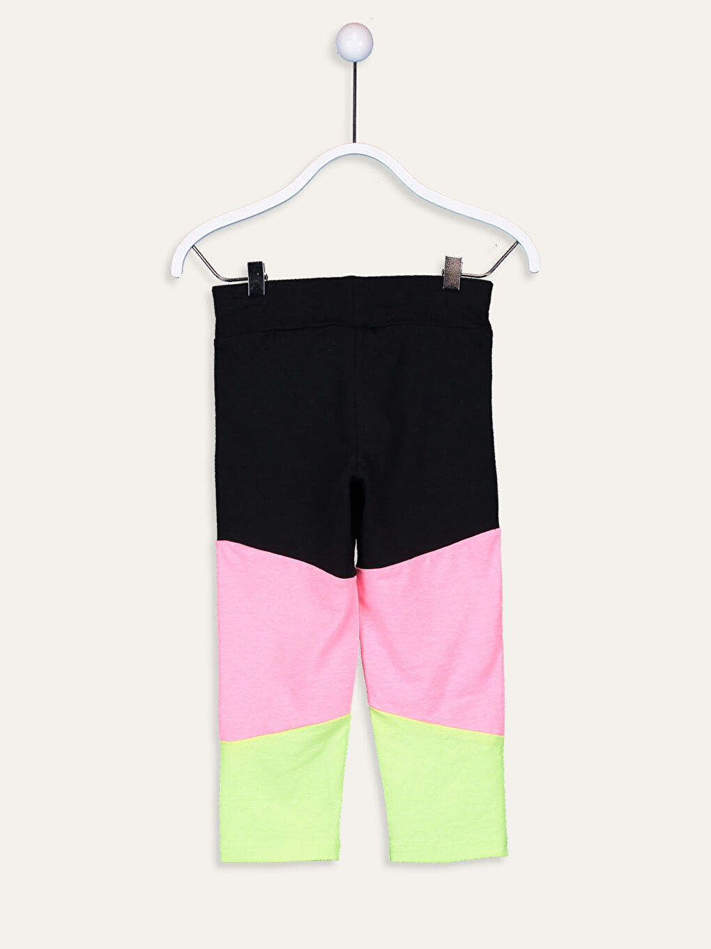 Siyah Beli Lastikli Renk Bloklu Kız Çocuk Tayt-2