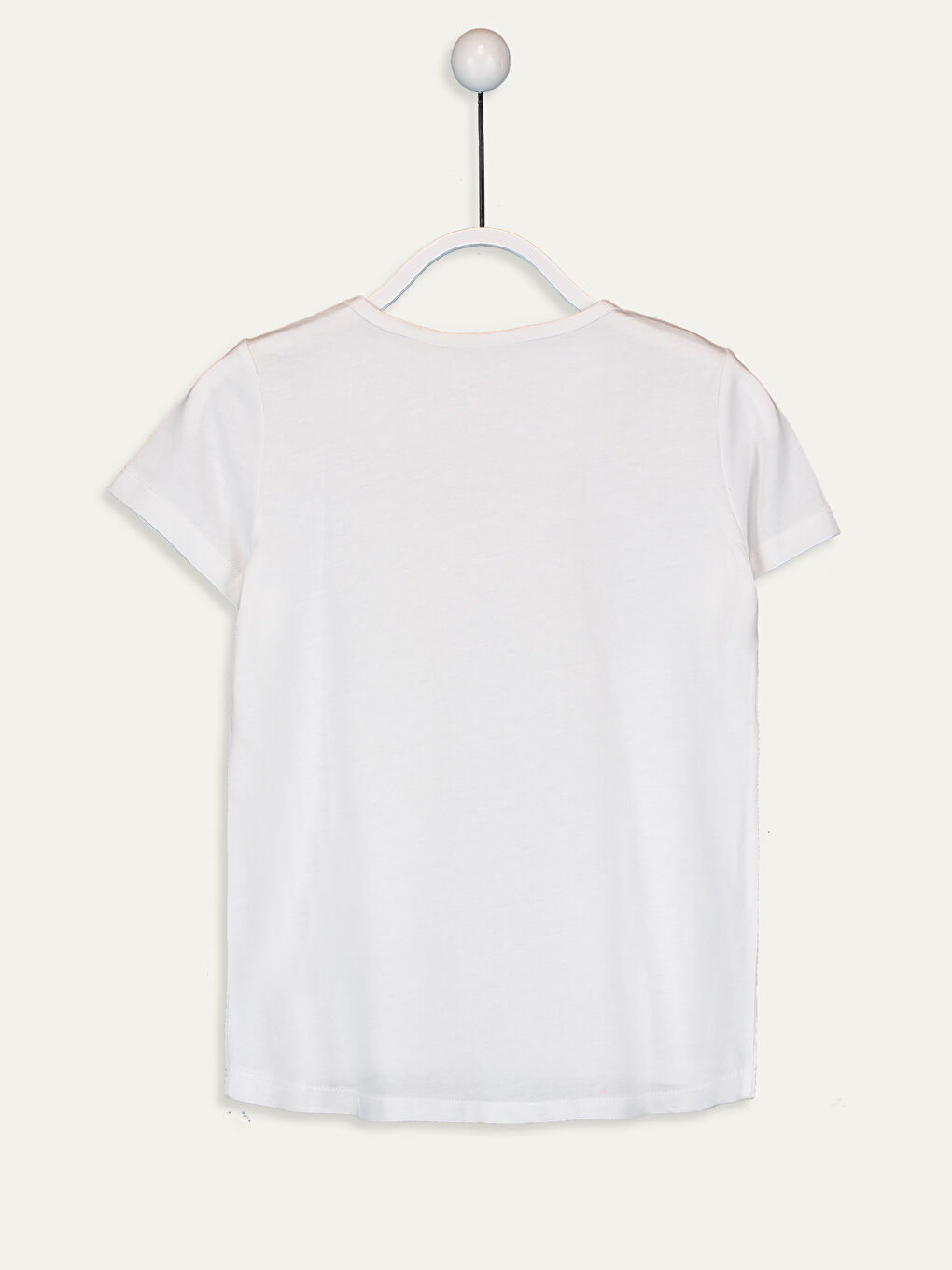 Ekru Bisiklet Yaka Kısa Kollu Kız Çocuk Tişört-1