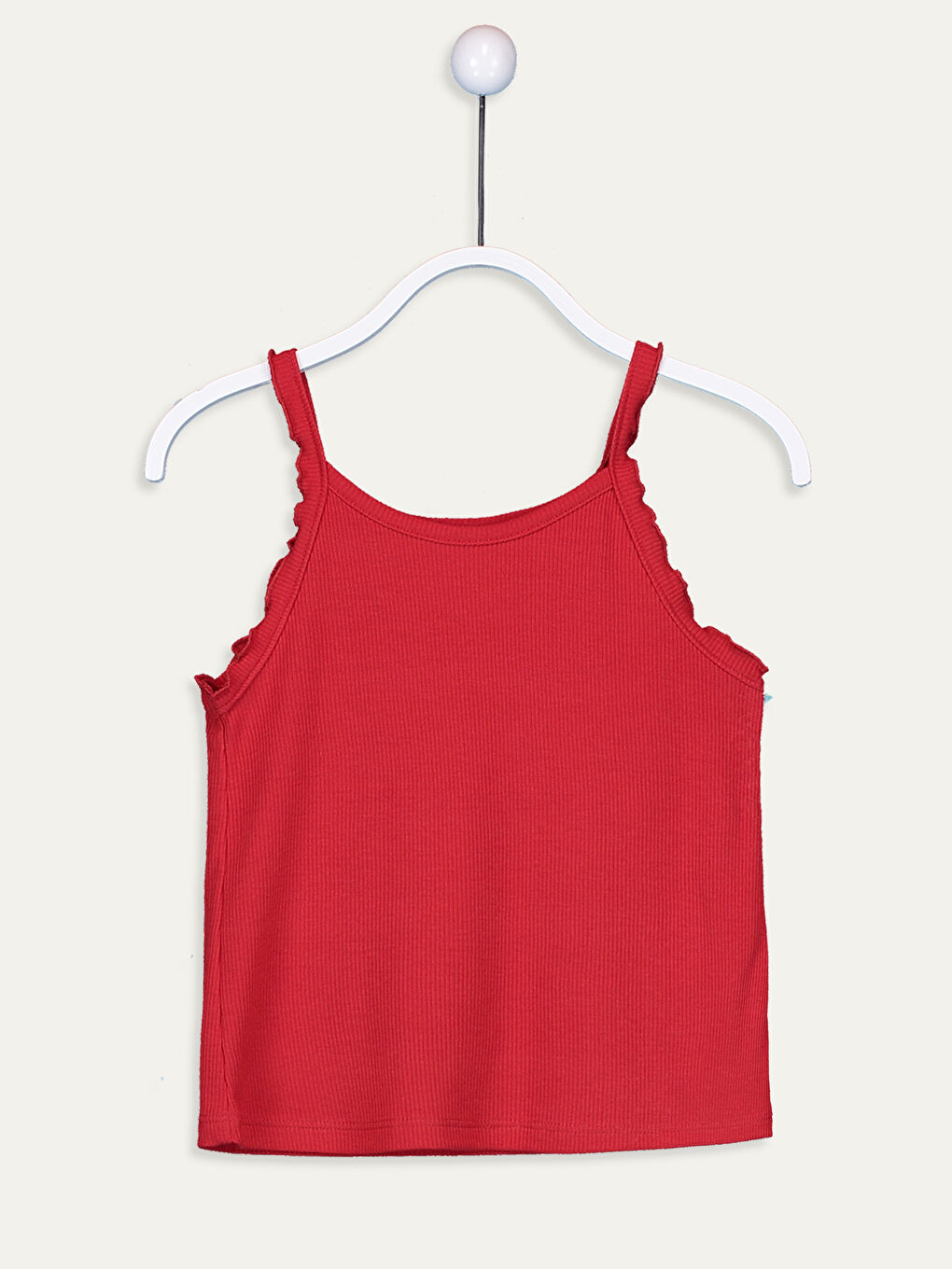 Kırmızı Bisiklet Yaka Basic Fırfır Detaylı Kız Çocuk Atlet