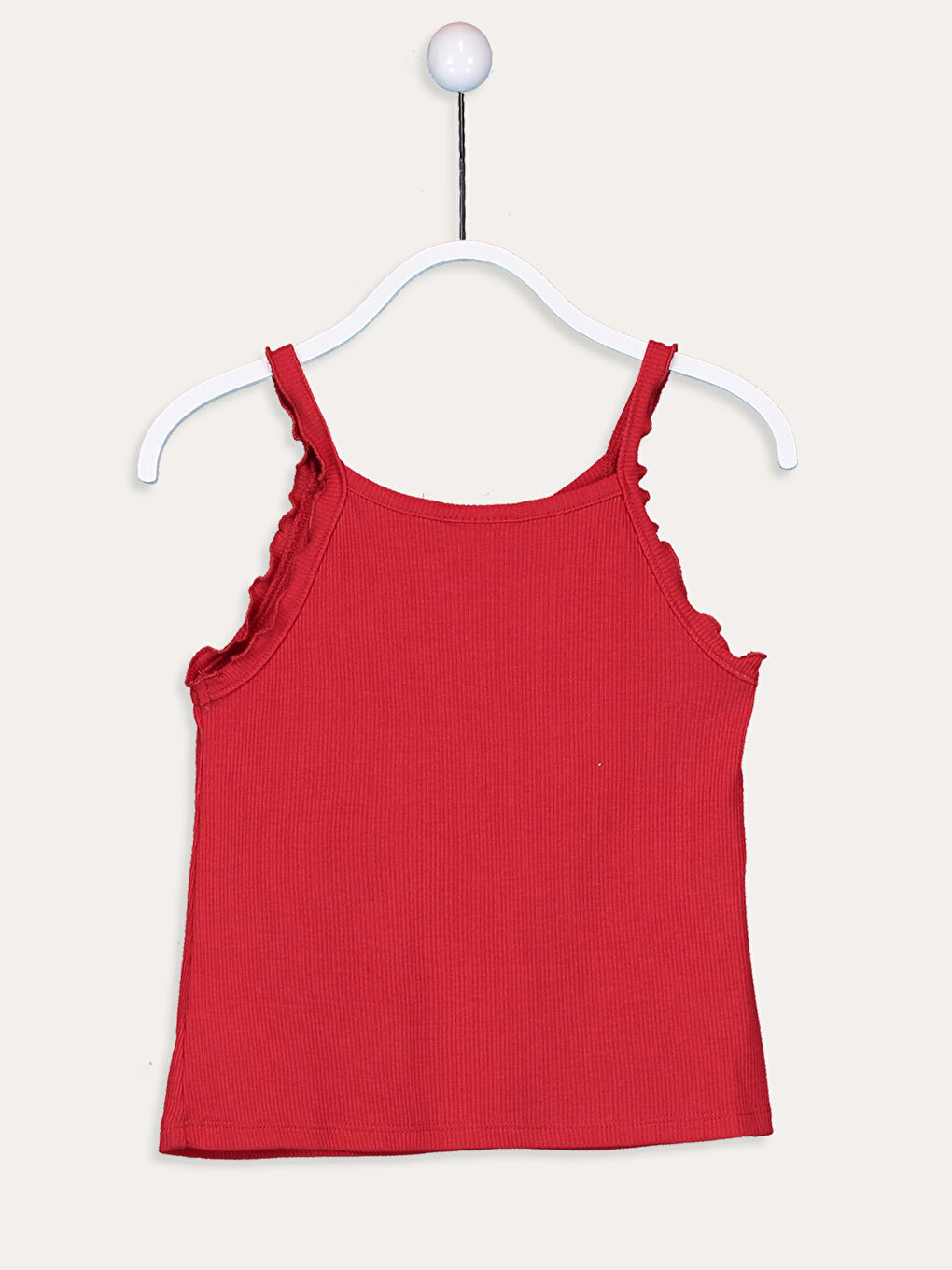 Kırmızı Bisiklet Yaka Basic Fırfır Detaylı Kız Çocuk Atlet-1