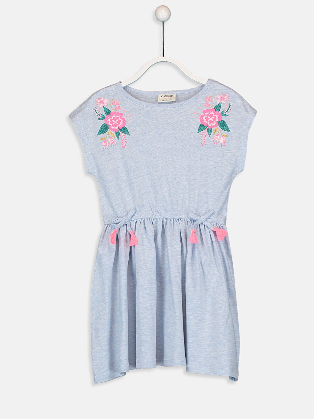 Mavi Bisiklet Yaka Kız Çocuk Elbise