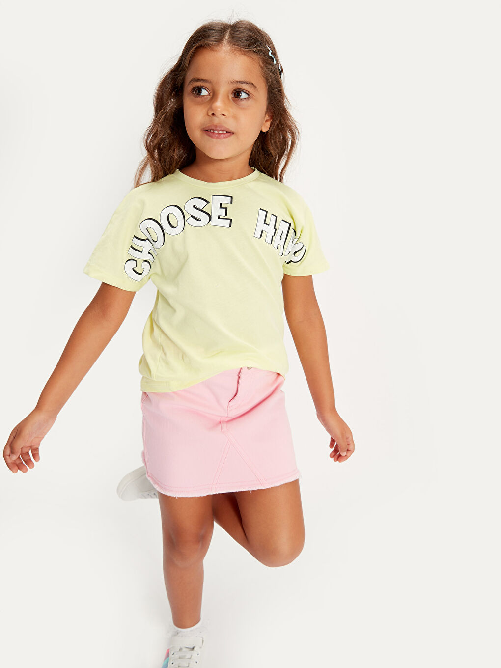 Yeşil Bisiklet Yaka Kısa Kollu Kız Çocuk Tişört