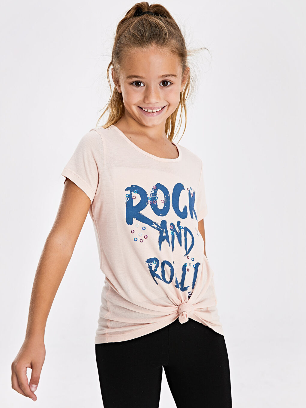 Pembe Bisiklet Yaka Kısa Kollu Kız Çocuk Tişört