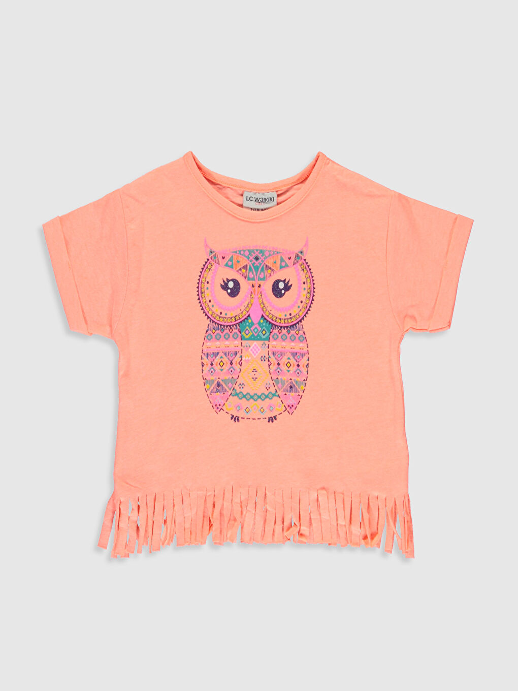 Turuncu Bisiklet Yaka Kısa Kollu Kız Çocuk Tişört