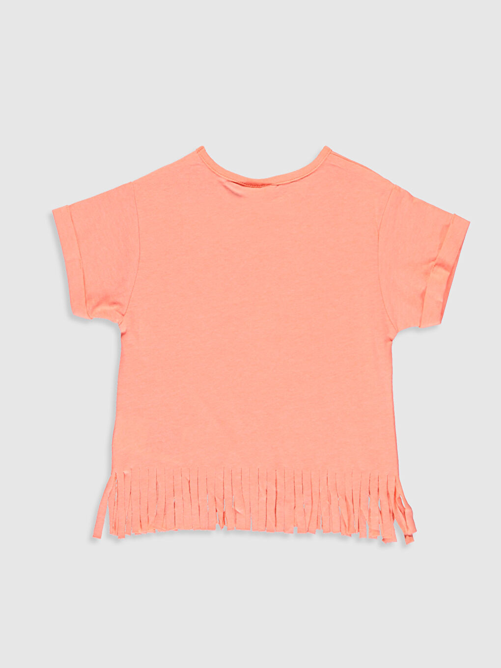 Turuncu Bisiklet Yaka Kısa Kollu Kız Çocuk Tişört-1