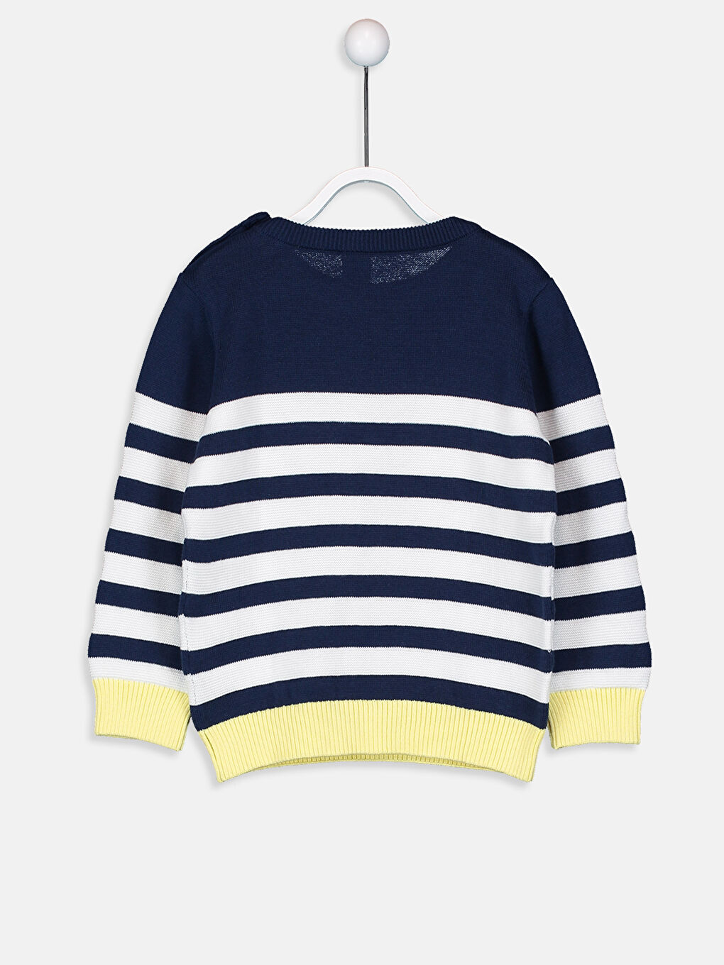 Lacivert Bisiklet Yaka Uzun Kollu Çizgili Erkek Bebek Triko Kazak-1