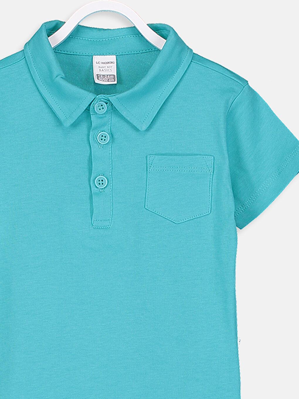 Turkuaz Polo Yaka Kısa Kollu Erkek Bebek Tişört-2
