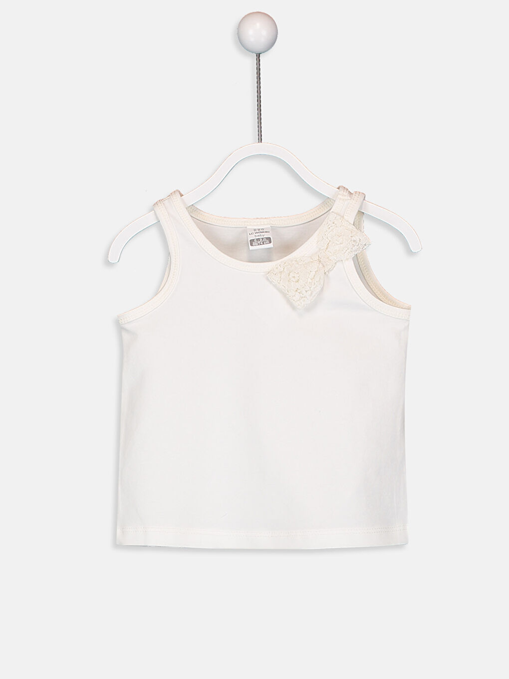 قميص داخلي بدون أكمام بياقة دائرية بتفاصيل فيونكة لبنات رضع