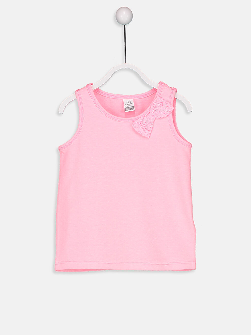 قميص داخلي بدون أكمام بياقة دائرية بتفاصيل فيونكة لبنات رضع