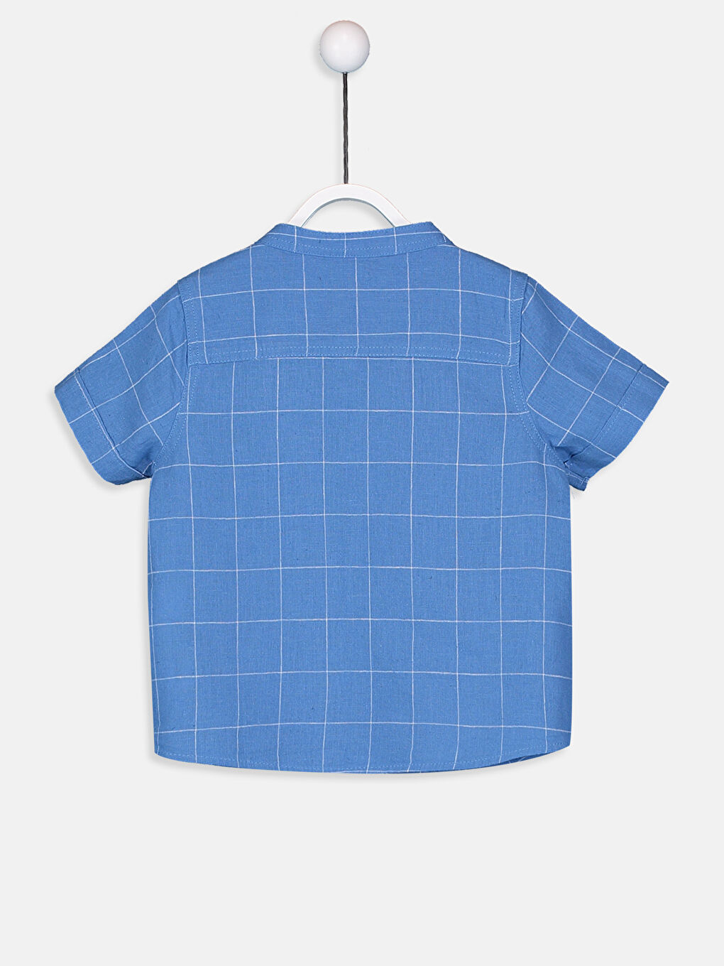 Mavi Hakim Yaka Kısa Kollu Erkek Bebek Gömlek-1