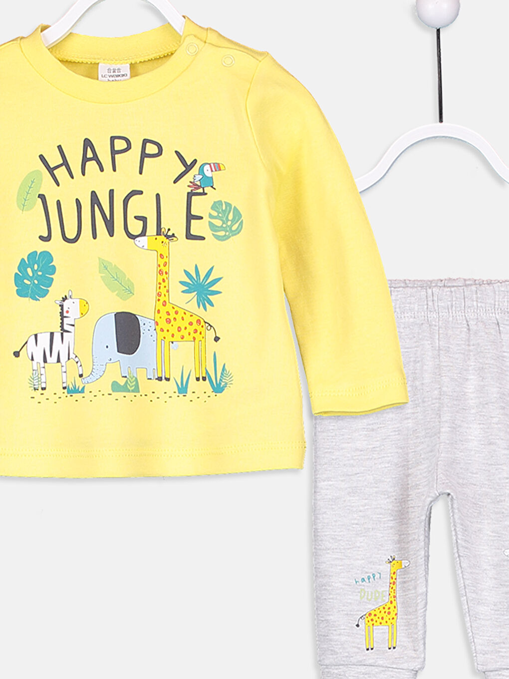 Sarı Erkek Bebek Pamuklu Pijama Alt ve Üst Takım-4