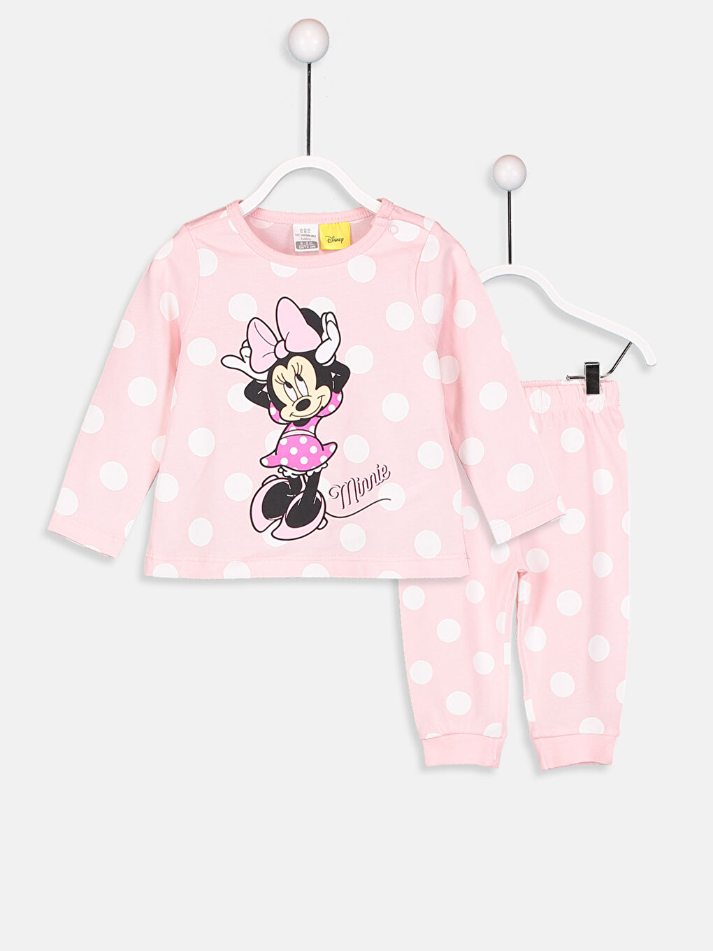 Pembe Kız Bebek Minnie Mouse Baskılı Pijama Takımı