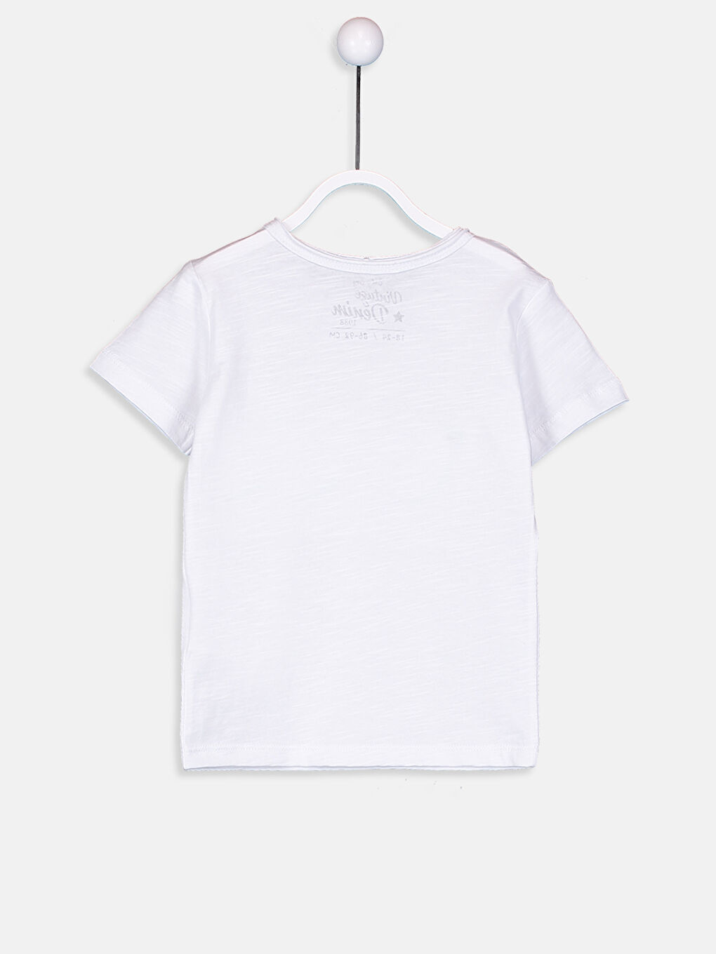Beyaz Bisiklet Yaka Kısa Kollu Erkek Bebek Tişört-1