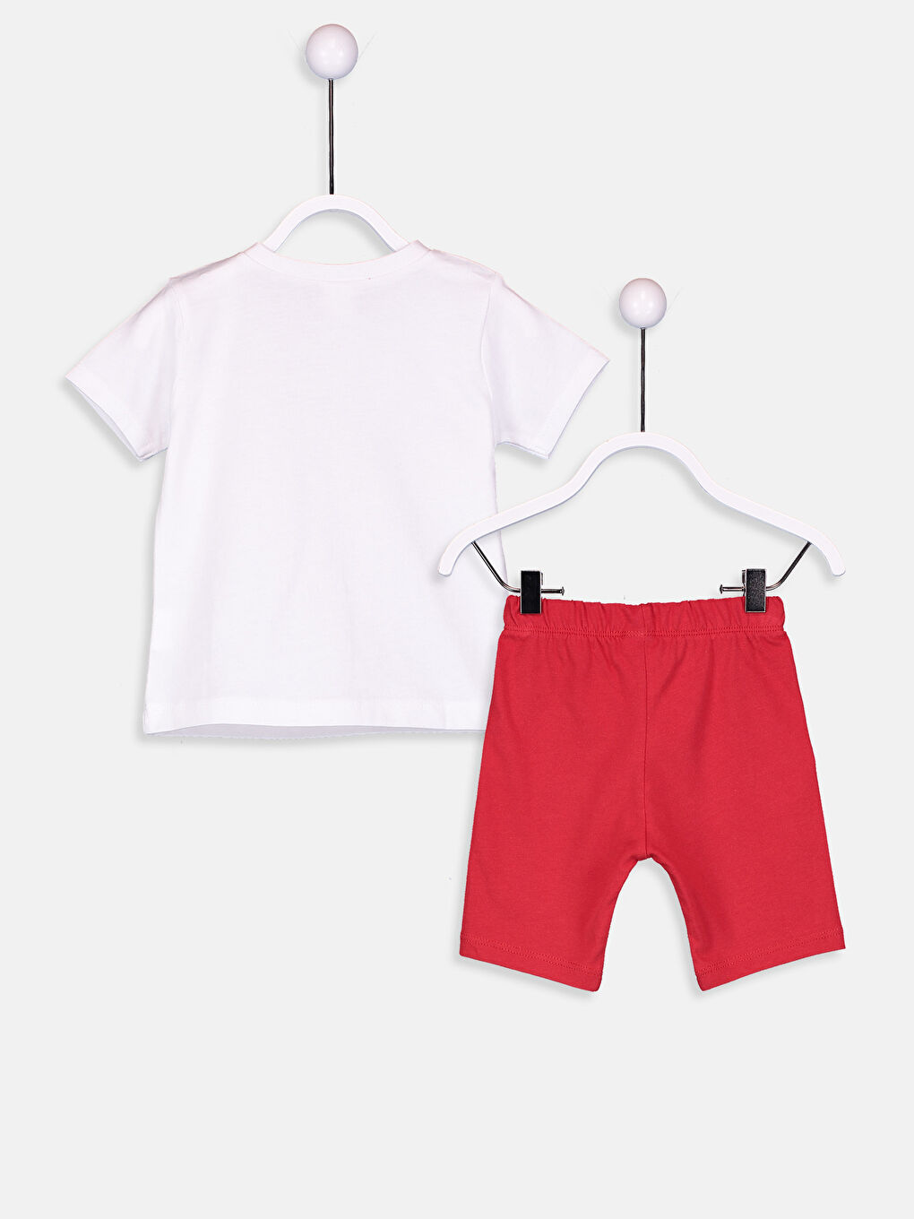 Beyaz Erkek Bebek Pamuklu Pijama Alt ve Üst Takım-1