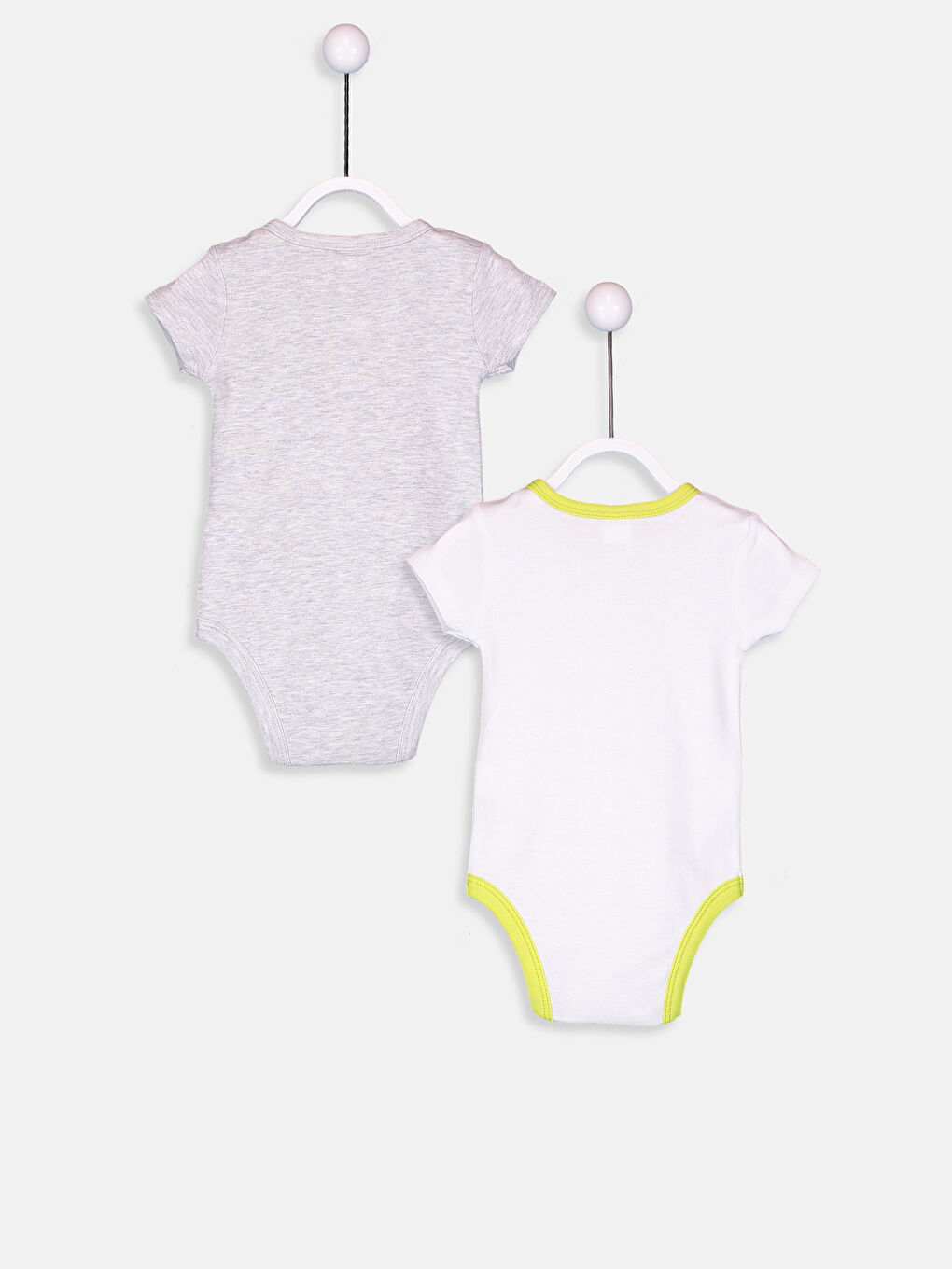 Beyaz Erkek Bebek Desenli Pamuklu Çıt Çıtlı Body 2'li-1