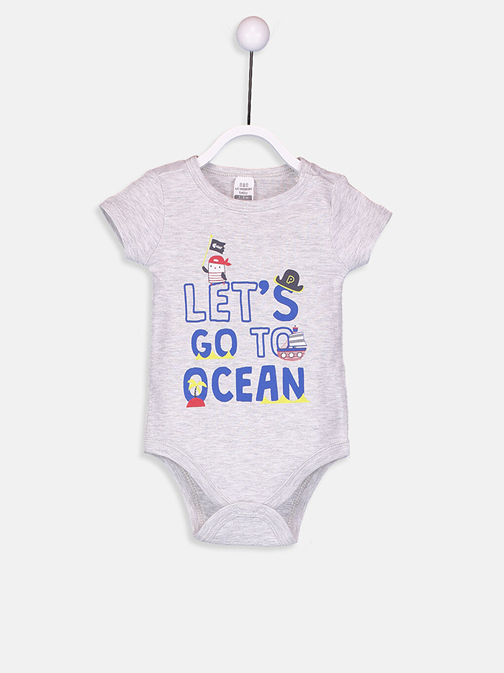 Beyaz Erkek Bebek Desenli Pamuklu Çıt Çıtlı Body 2'li-2