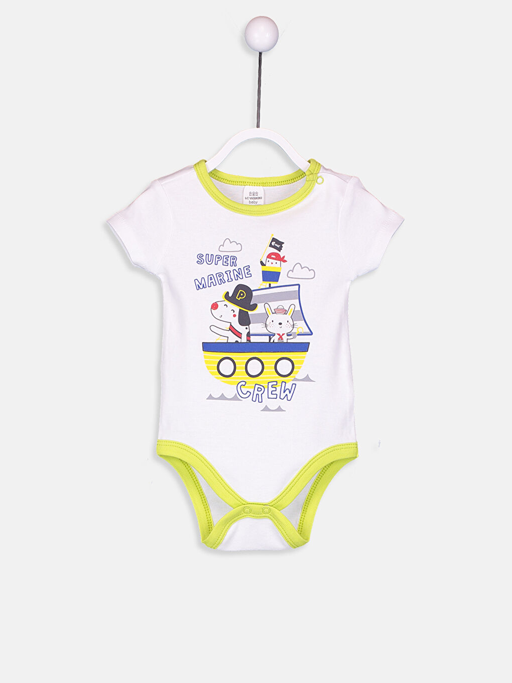 Beyaz Erkek Bebek Desenli Pamuklu Çıt Çıtlı Body 2'li-3