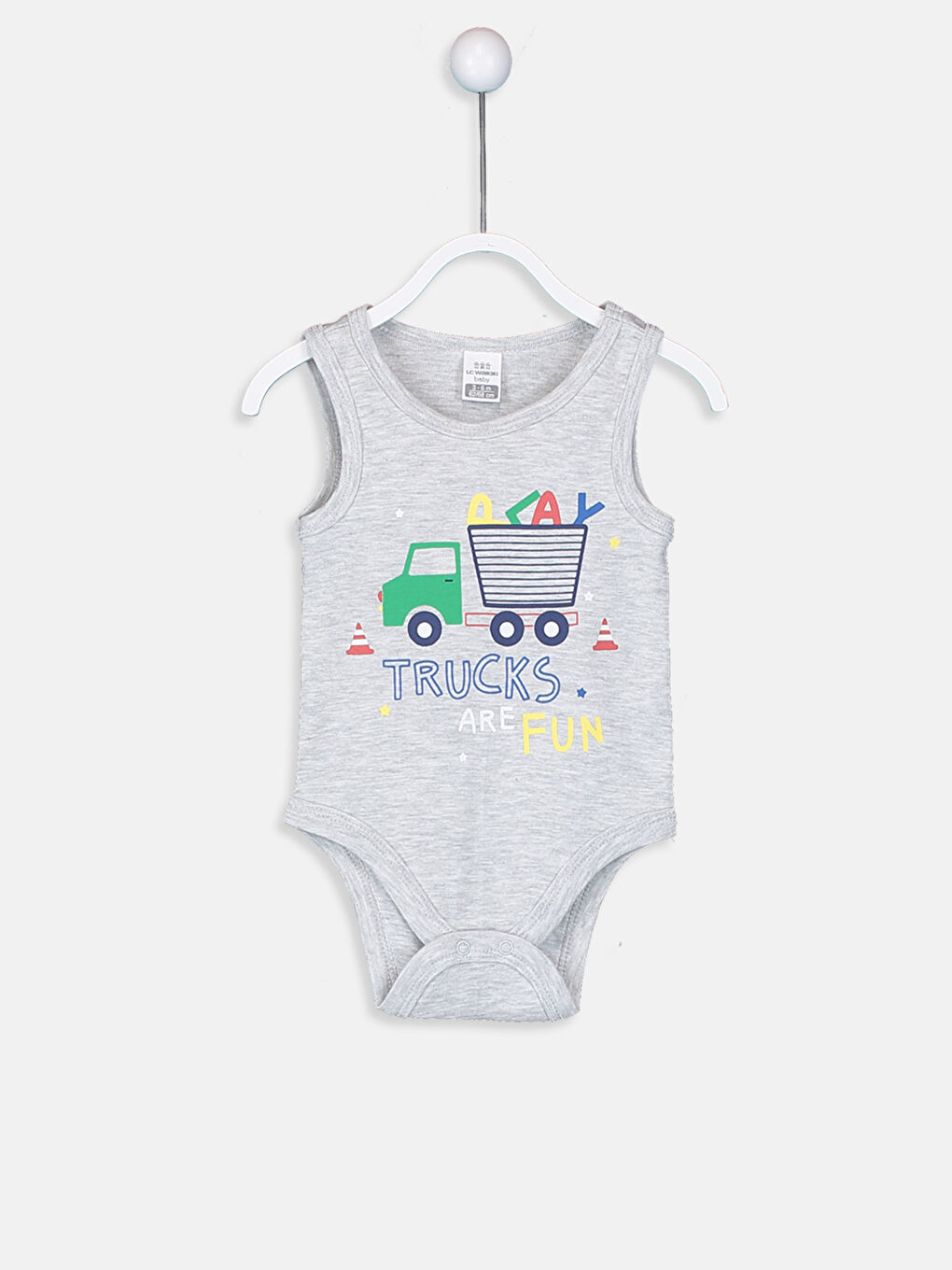 Gri Erkek Bebek Çıtçıtlı Body 2'li-2