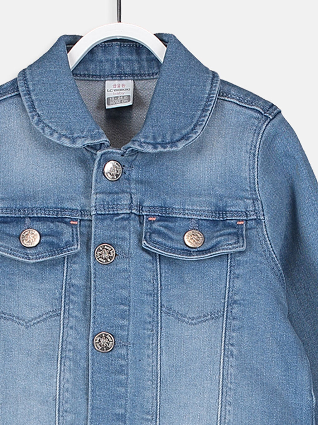 Veste en jean basique à col rond et manches longues pour bébé fille-2