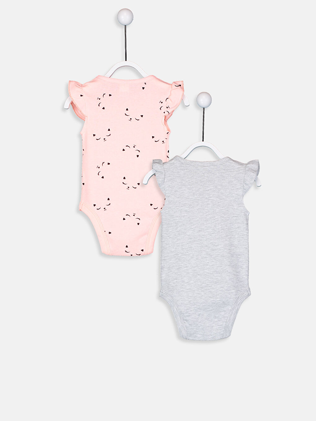 Pembe Bisiklet Yaka Kolsuz Kız Bebek Çıtçıtlı Body 2'li-1