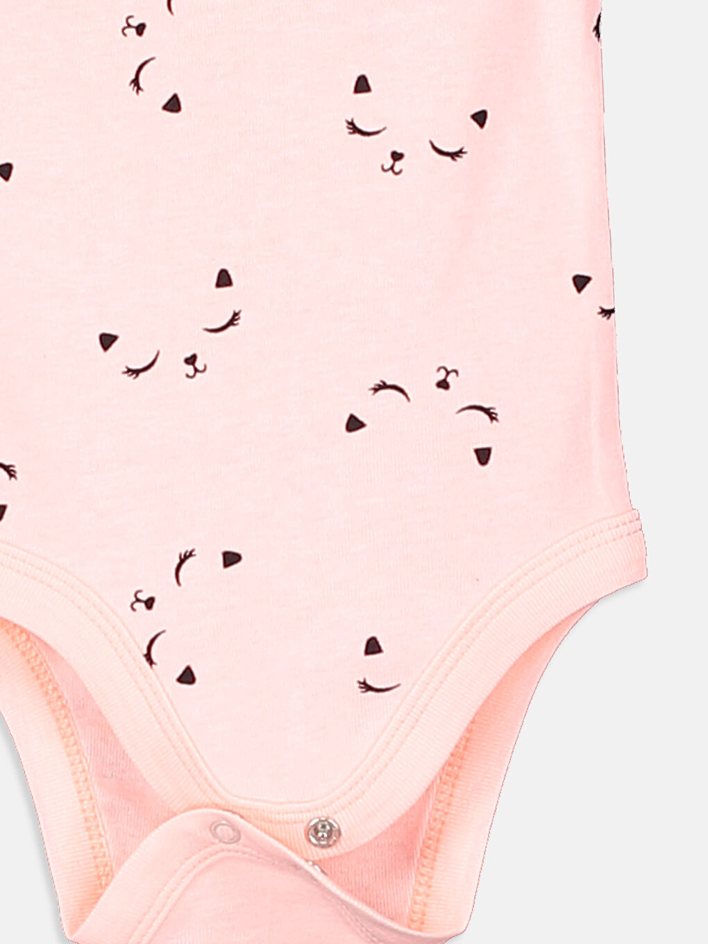 Pembe Bisiklet Yaka Kolsuz Kız Bebek Çıtçıtlı Body 2'li-5