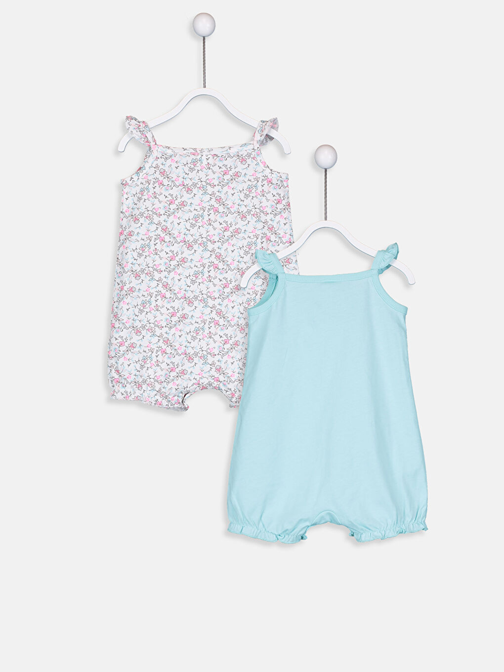 عبوتان جمبسوت قطن مزخرف للبنات الرضع-1