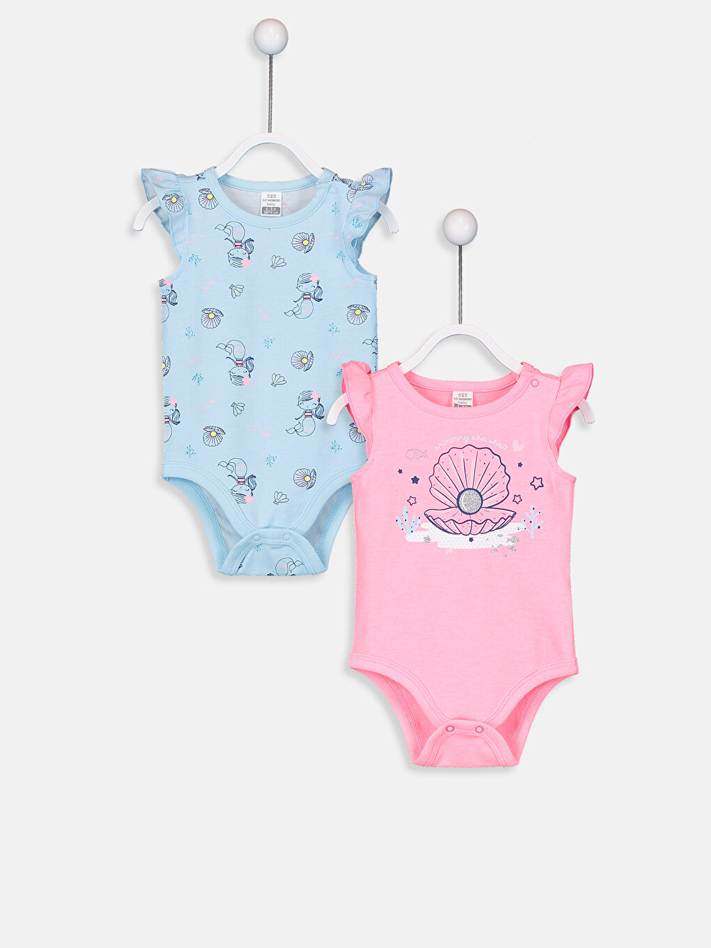 Crew Neck Sleeveless Baby Girls' Snap Bodysuit 2 Pack