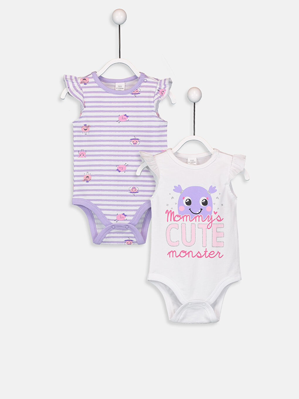 Beyaz Bisiklet Yaka Kolsuz Kız Bebek Çıtçıtlı Body 2'li