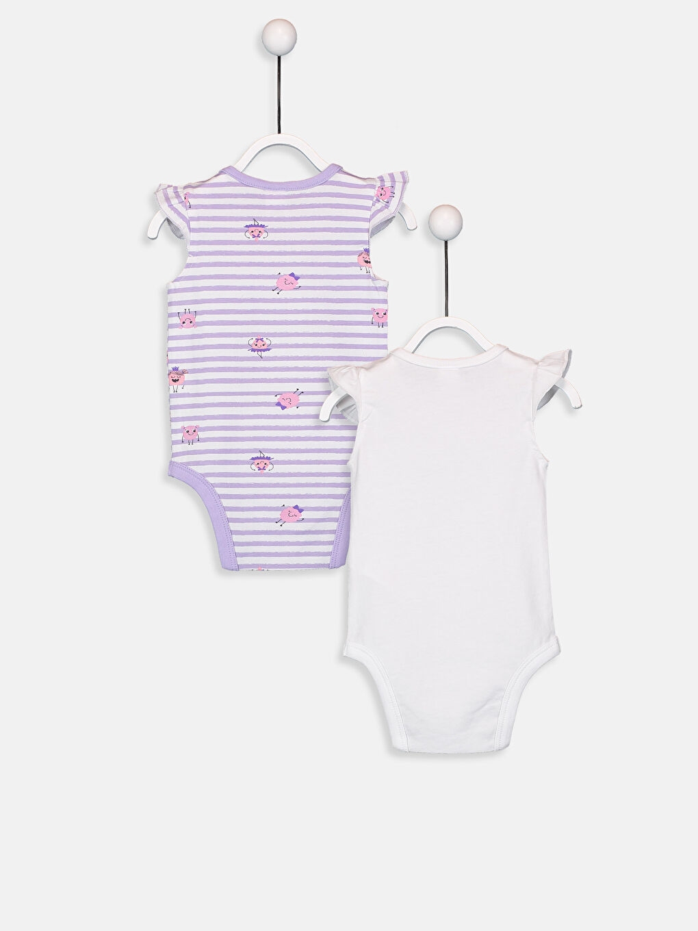 Beyaz Bisiklet Yaka Kolsuz Kız Bebek Çıtçıtlı Body 2'li-1