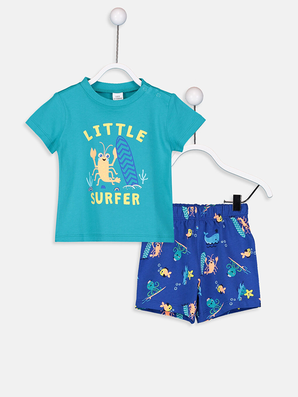 Turkuaz Erkek Bebek Pamuklu Pijama Takımı