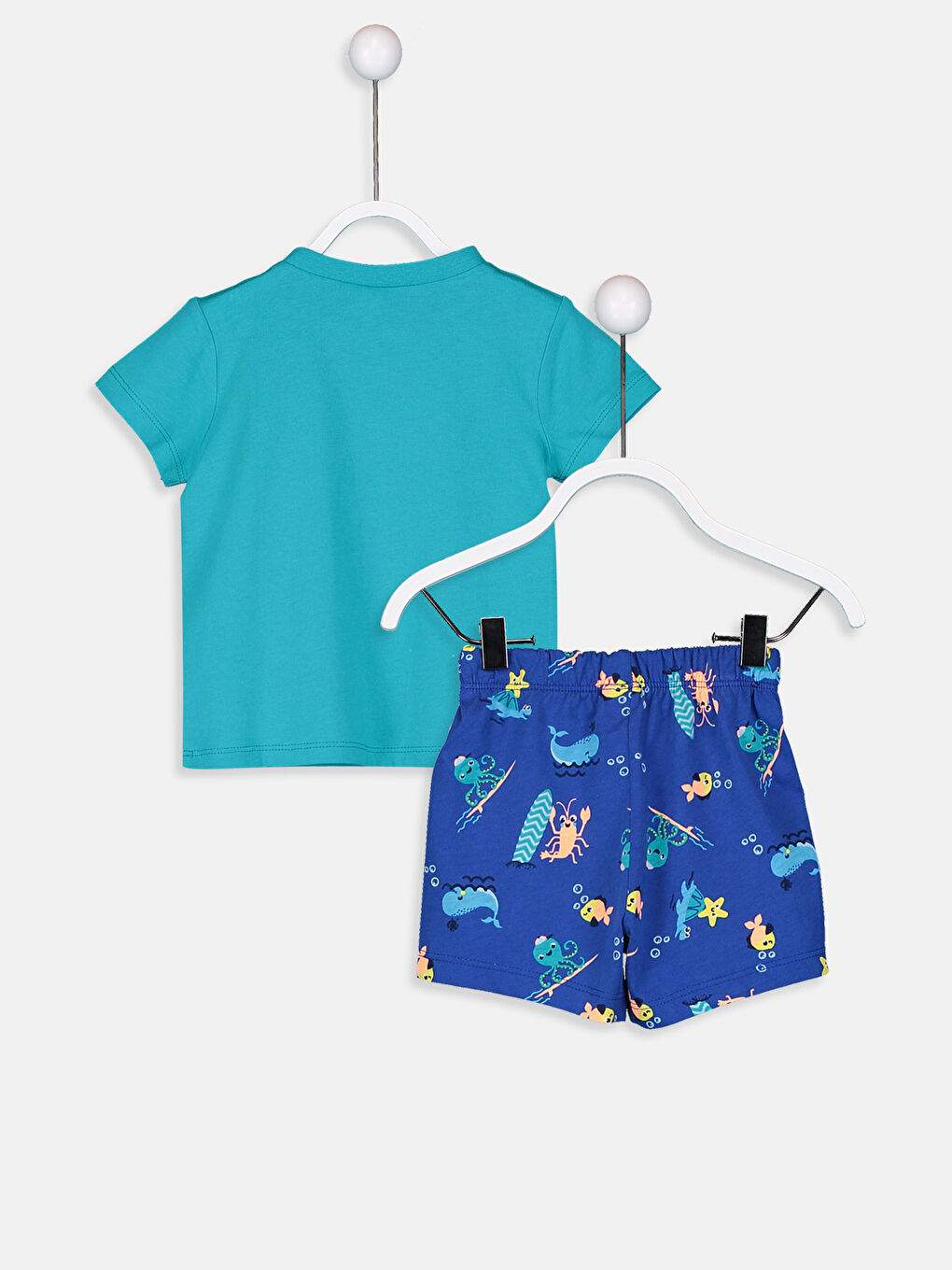 Turkuaz Erkek Bebek Pamuklu Pijama Takımı-1